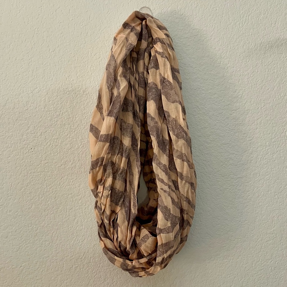 Express Peach and Gray Print Infinity Wrap Scarf